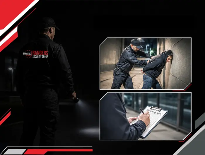 highly trained security guards with mascot, representing professionalism and reliability in on-site security services.