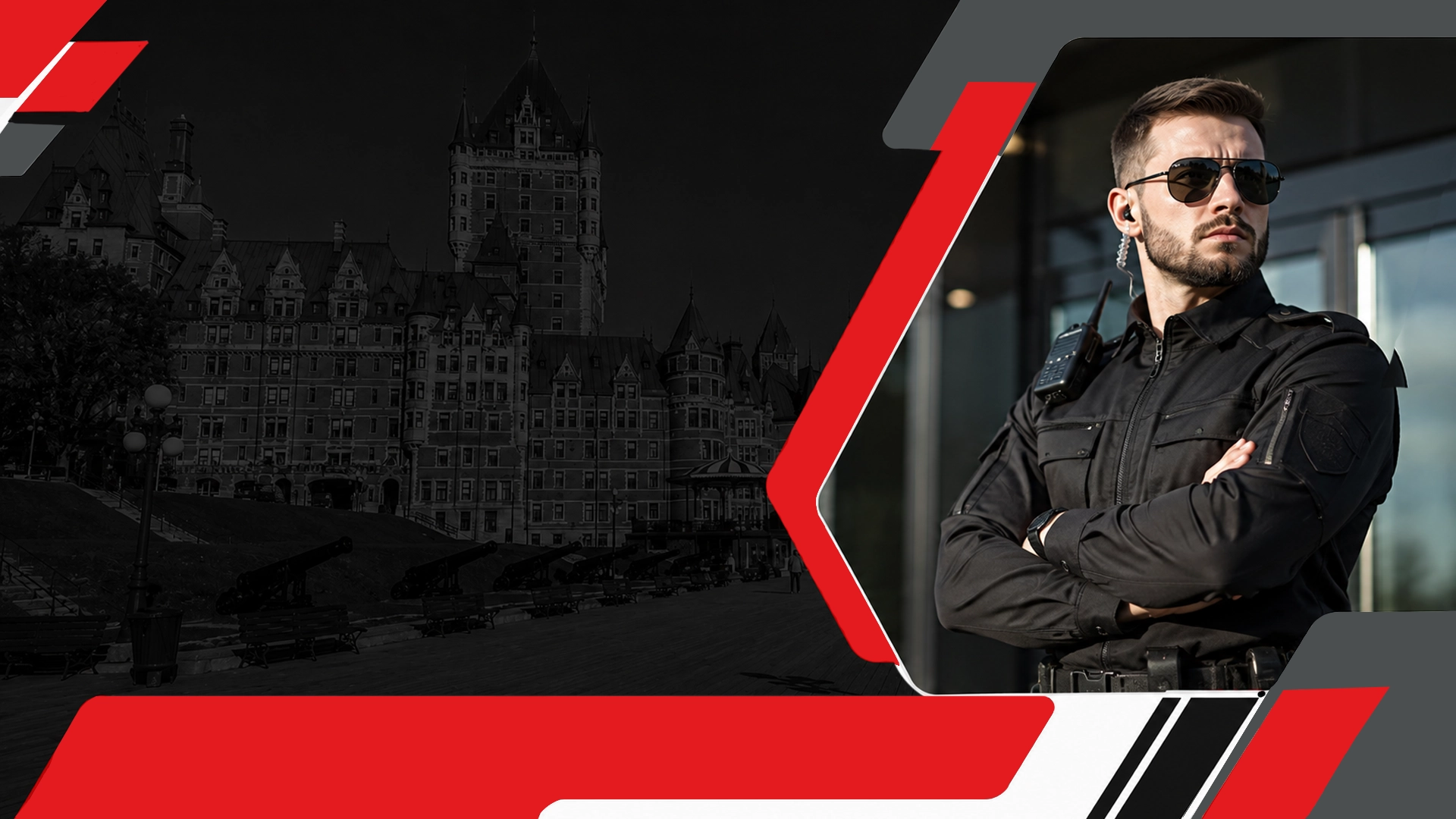 security guard in uniform with a professional stance, representing Rangers Security Group's reliable and professional on site security guard services