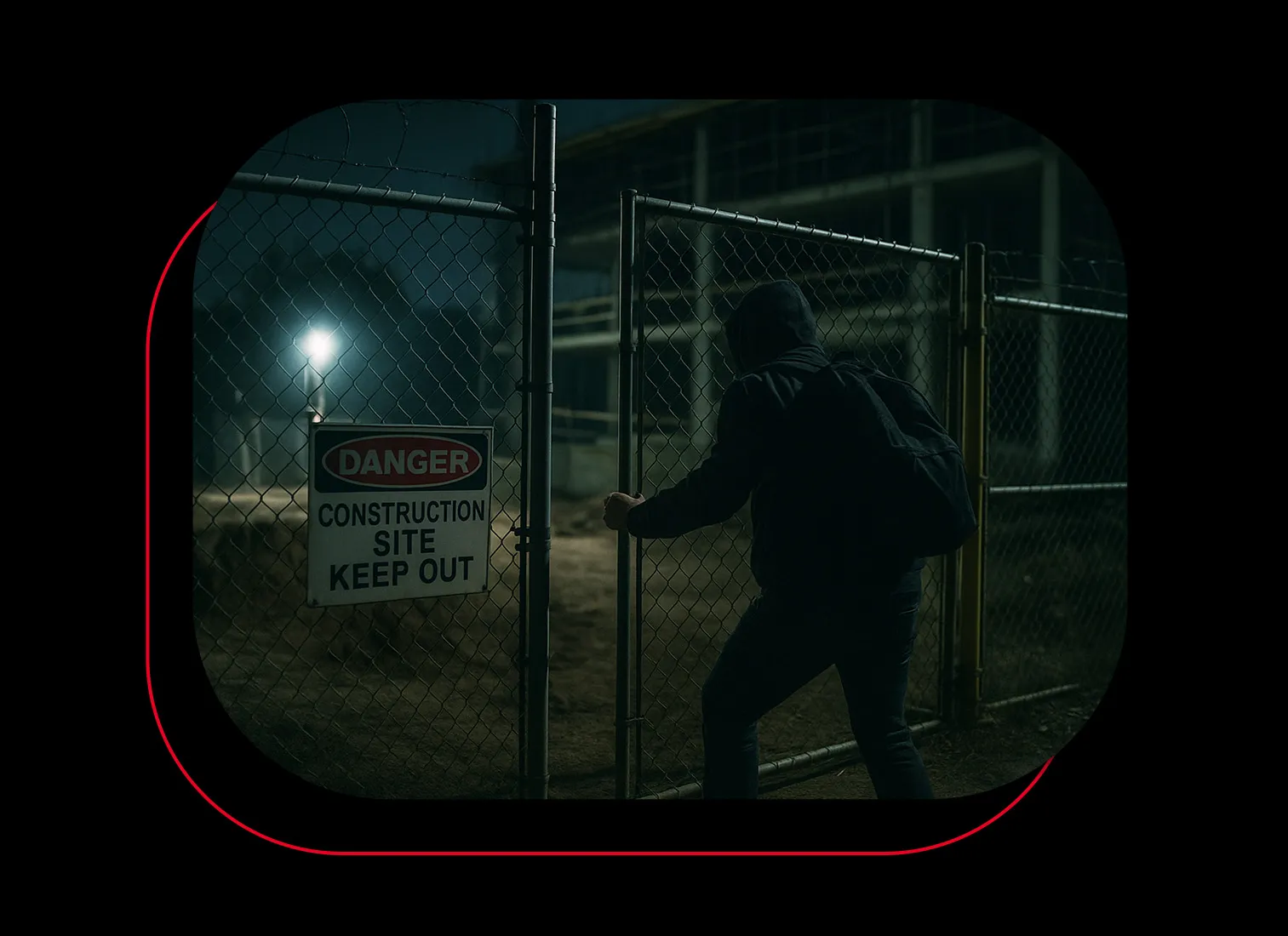 Rangers Security Group’s experts detect an intruder attempting theft at a construction site and prevent risks