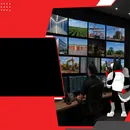 Mascot and security operator representing real-time camera links to Rangers Control Centre, and trained experts monitor properties 24/7