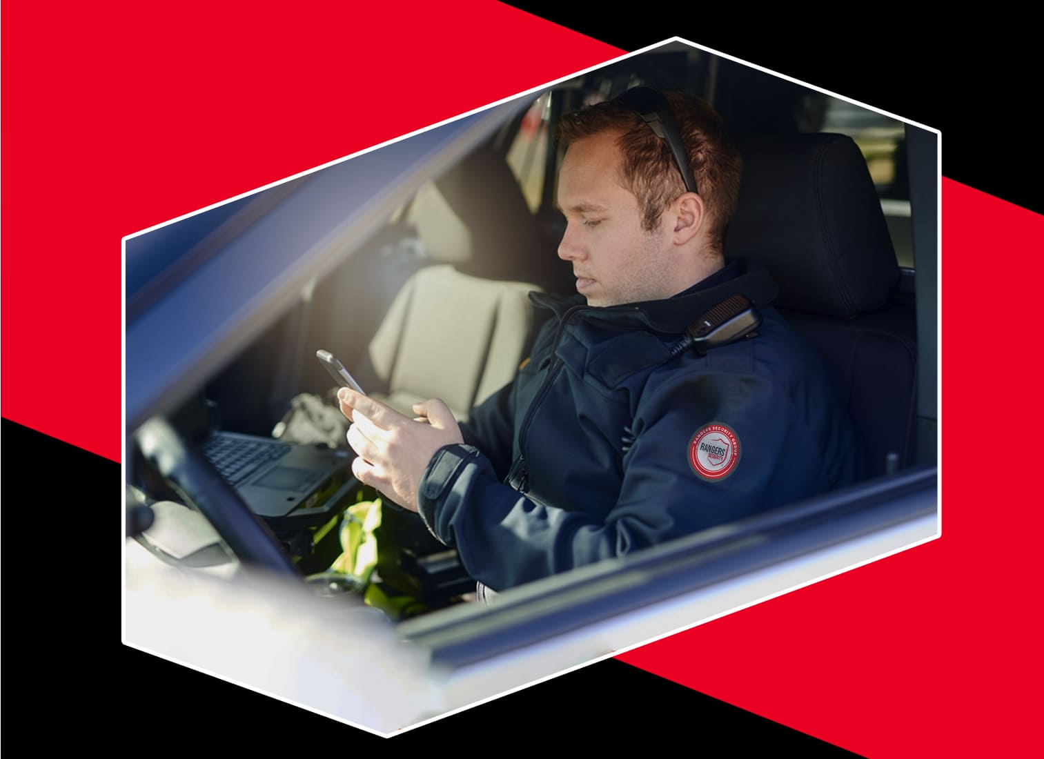 Rangers Security officer monitoring surveillance screens, ensuring proactive and reliable security solutions.