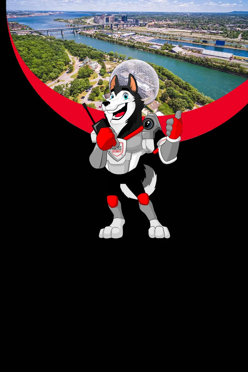 Rangers Security Group mascot representing trusted Fort McMurray security solutions, offering live video monitoring and on-site guard services.