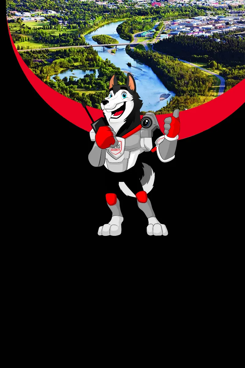Rangers Security Group mascot representing professional Red Deer security solutions, safeguarding businesses and industrial assets.
