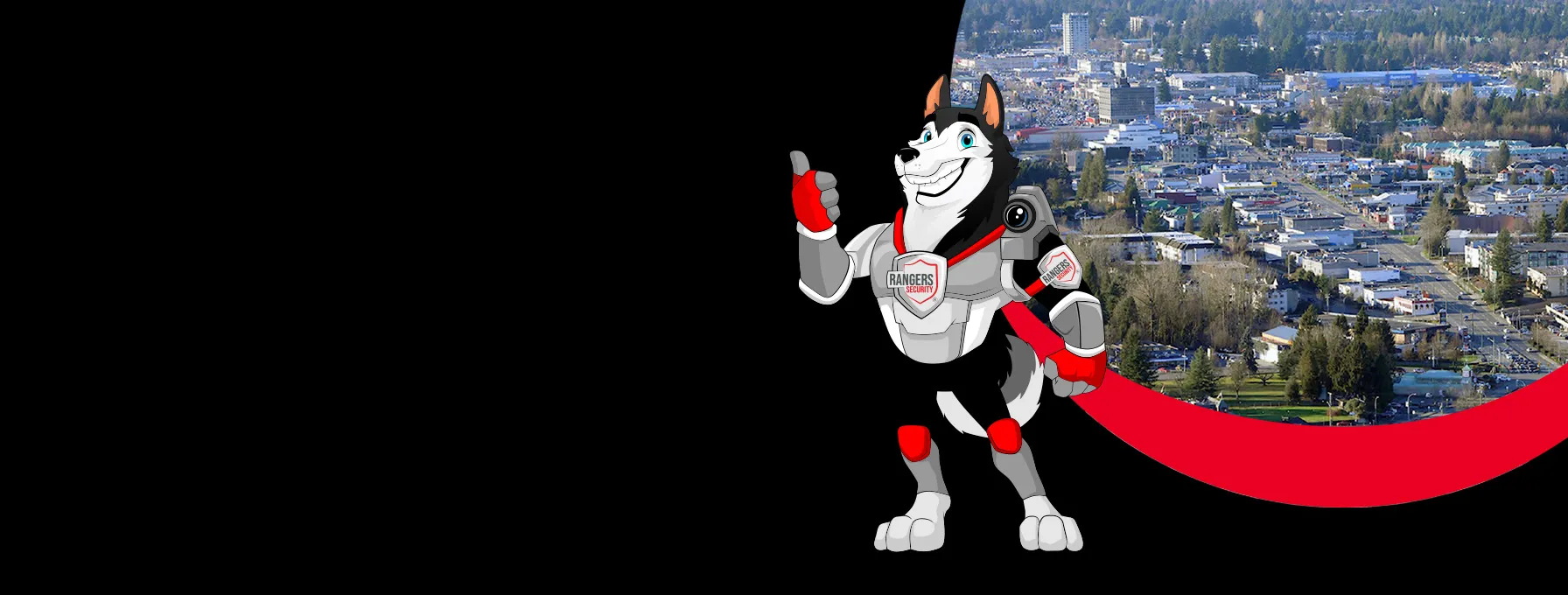 Rangers Security Group's mascot embodying trusted security solutions in Abbotsford, with expert personnel and full monitoring coverage.
