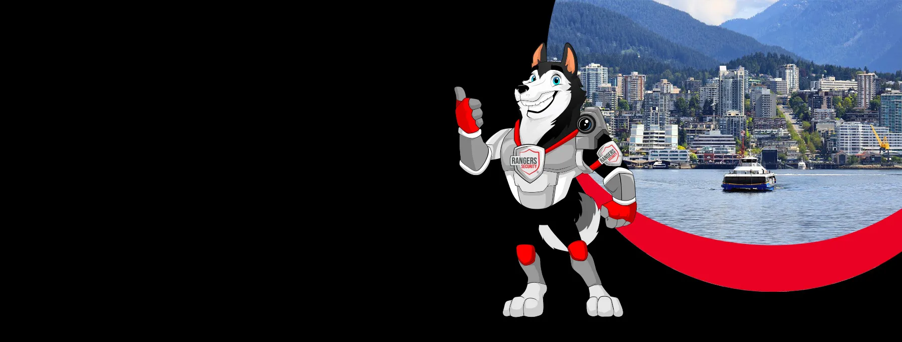 Rangers Security Group mascot representing top-quality security services in North Vancouver, with vigilant guards and advanced monitoring systems.