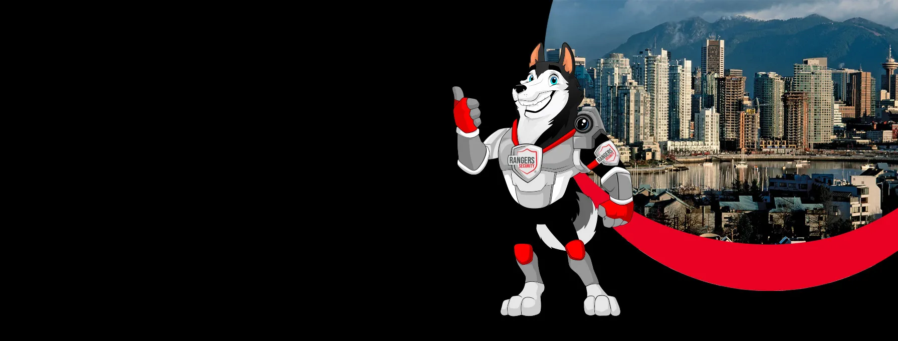 Rangers Security Group mascot illustrating premier security coverage in Vancouver, providing expert protection for all industrial spaces.