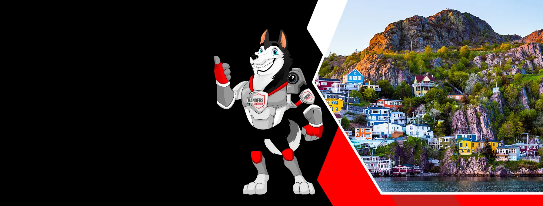 Rangers Security Group mascot representing top-tier security solutions in Newfoundland and Labrador, with trained guards and full monitoring coverage