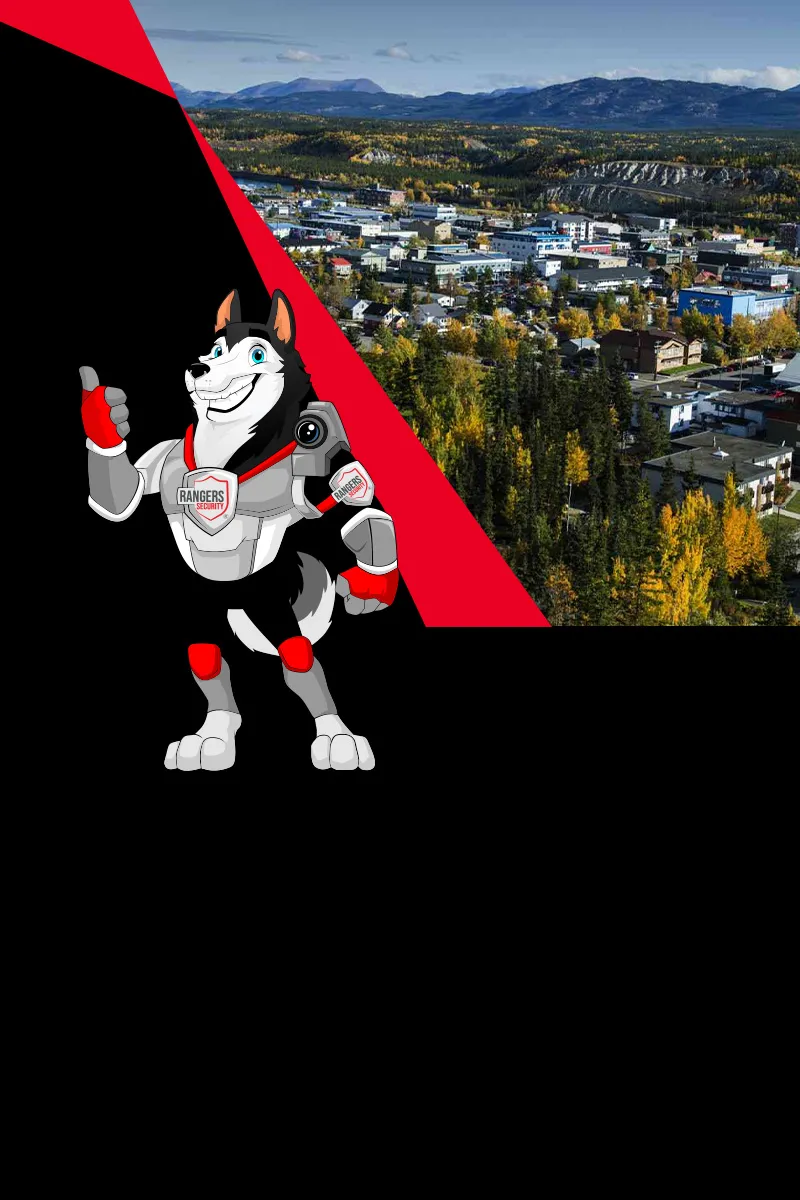 Rangers Security Group mascot standing for comprehensive security services in Yukon, delivering expert personnel and 24/7 advanced surveillance
